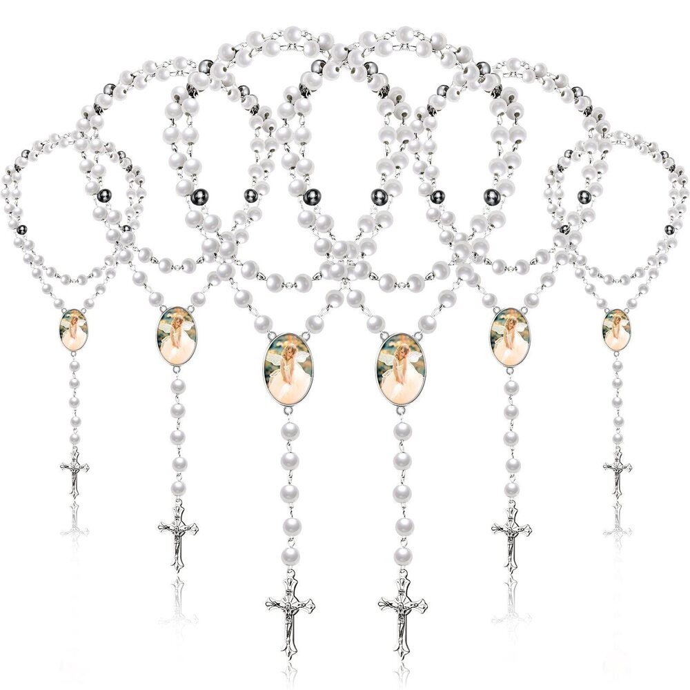 2849 6 Pieces Sublimation Blank Rosary Sublimation Rosary Beads Necklace